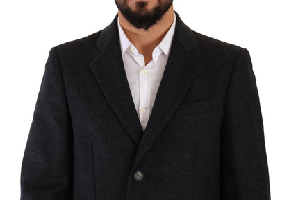  - Elegant Dark Grey Woolen Overcoat