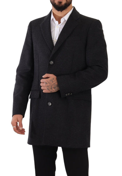  - Elegant Dark Grey Woolen Overcoat
