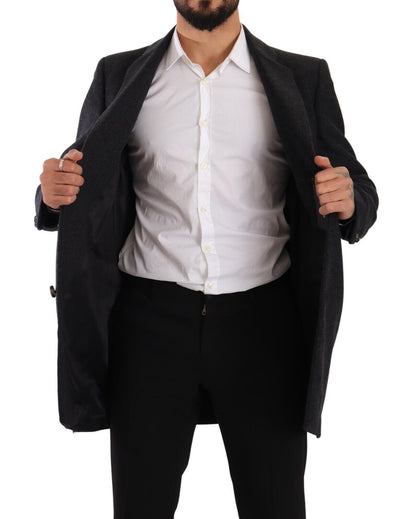 - Elegant Dark Grey Woolen Overcoat