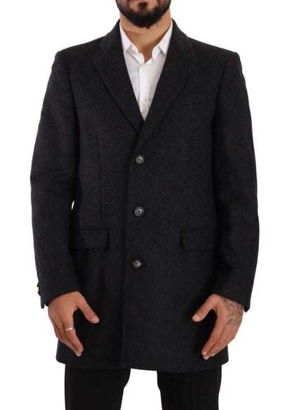  - Elegant Dark Grey Woolen Overcoat