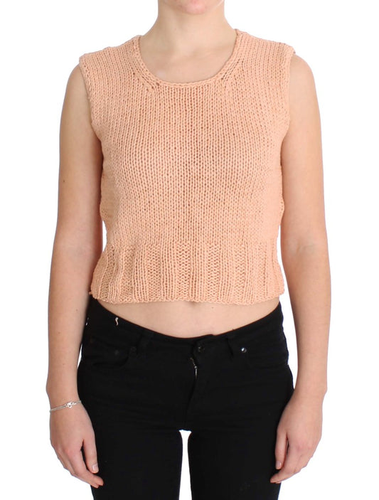  - Elegant Pink Knitted Sleeveless Vest Sweater