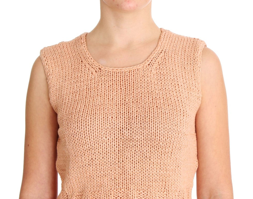  - Elegant Pink Knitted Sleeveless Vest Sweater