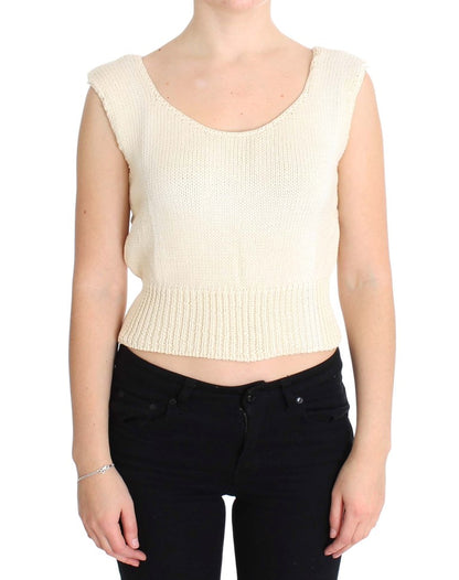  - Beige Sleeveless Knit Vest Sweater