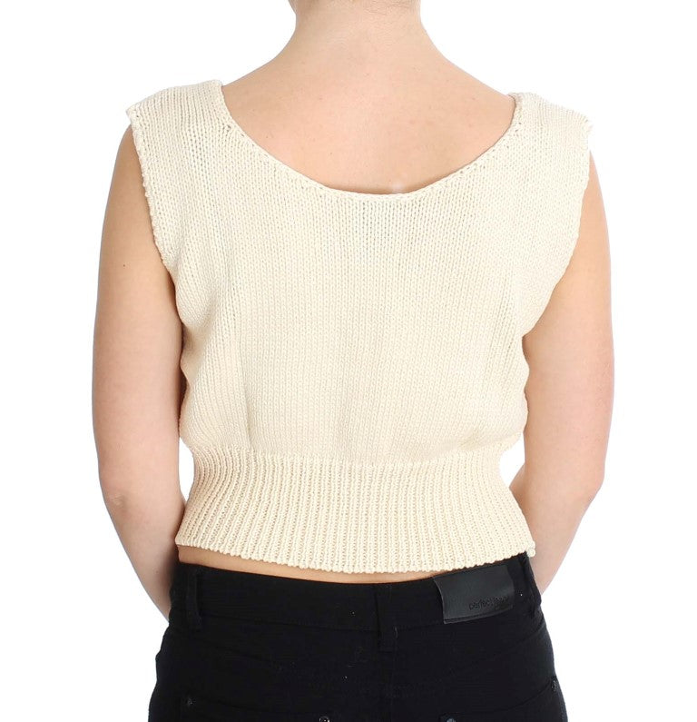  - Beige Sleeveless Knit Vest Sweater