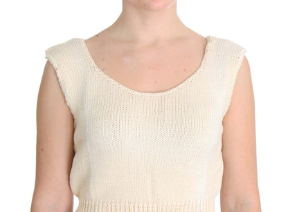  - Beige Sleeveless Knit Vest Sweater