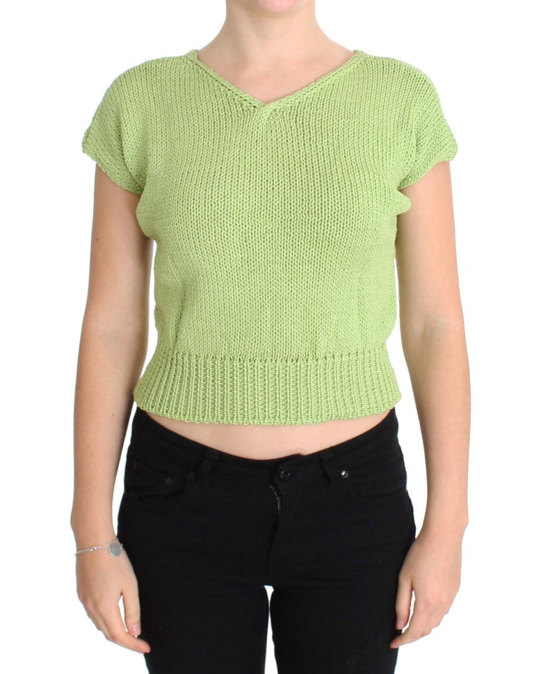  - Elegant Green Knitted Sleeveless Vest Sweater