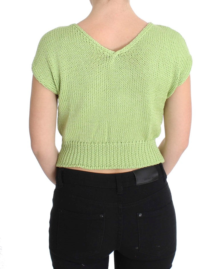  - Elegant Green Knitted Sleeveless Vest Sweater