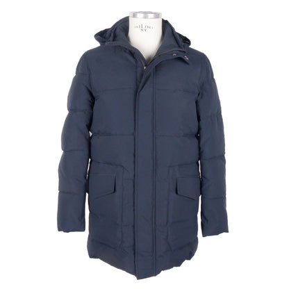  - Sleek Blue Men's Hooded Jacket