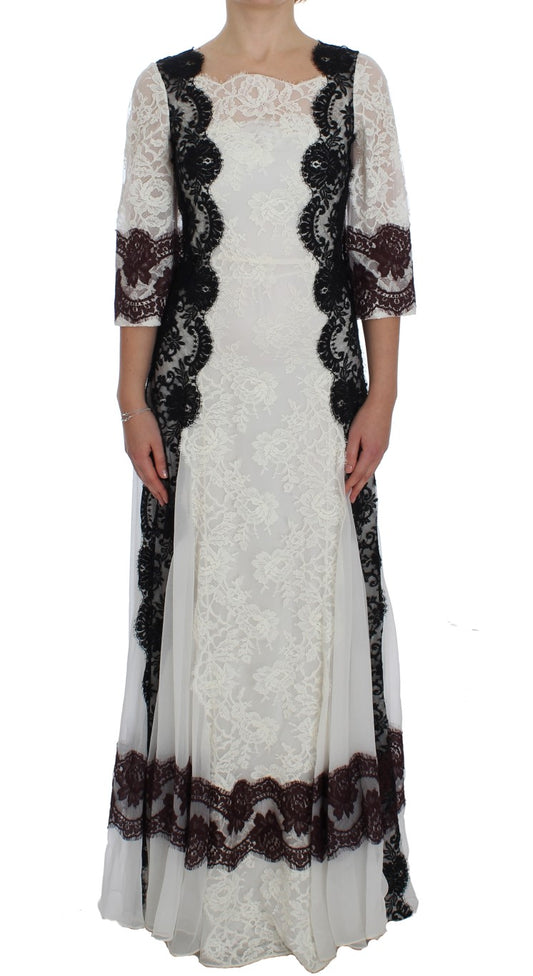  - Floral Lace Silk Blend Maxi Dress