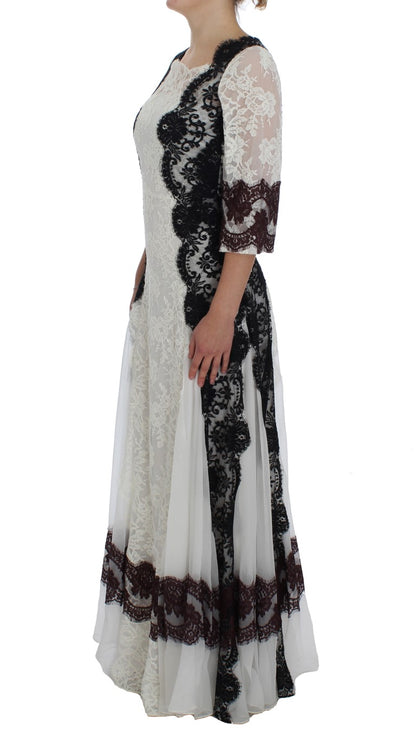  - Floral Lace Silk Blend Maxi Dress