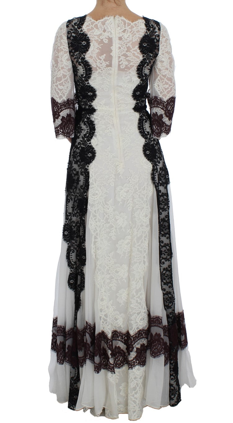  - Floral Lace Silk Blend Maxi Dress