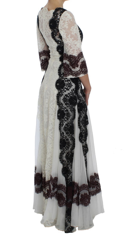  - Floral Lace Silk Blend Maxi Dress