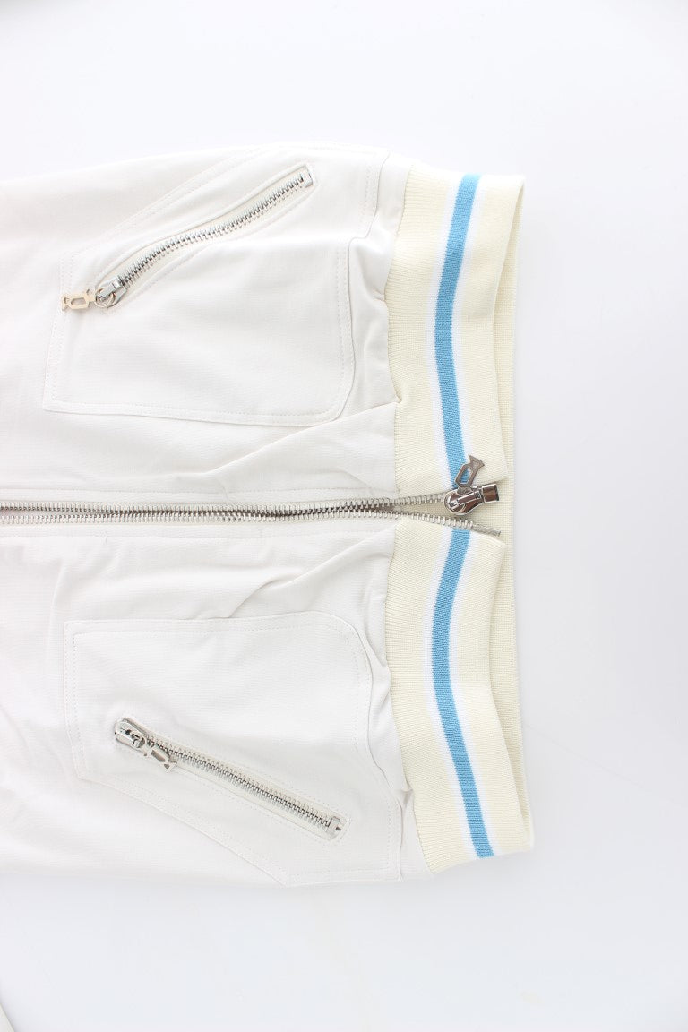  - Elegant White Zip Cardigan