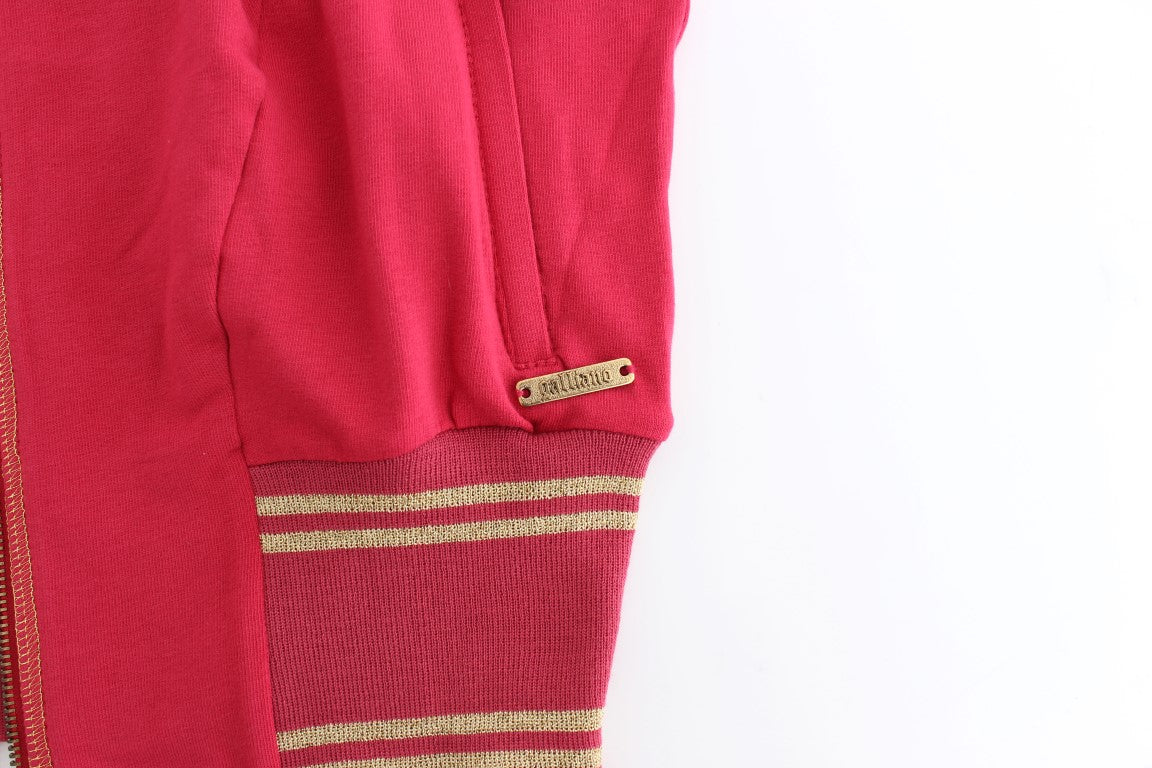  - Elegant Pink Zip Cardigan with Logo Detailing