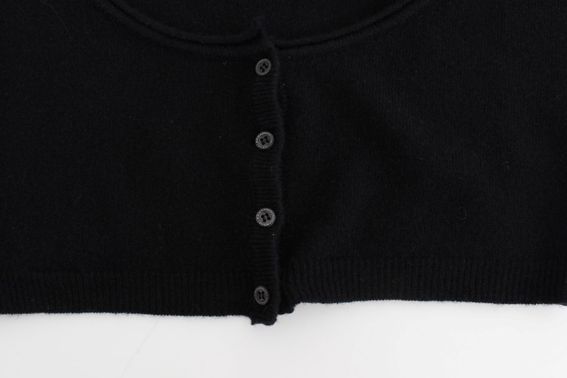  - Chic Cropped Black Wool-Cashmere Sweater