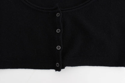  - Chic Cropped Black Wool-Cashmere Sweater