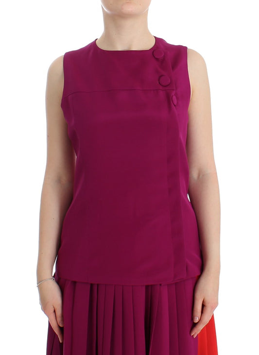  - Stunning Silk Sleeveless Purple Blouse