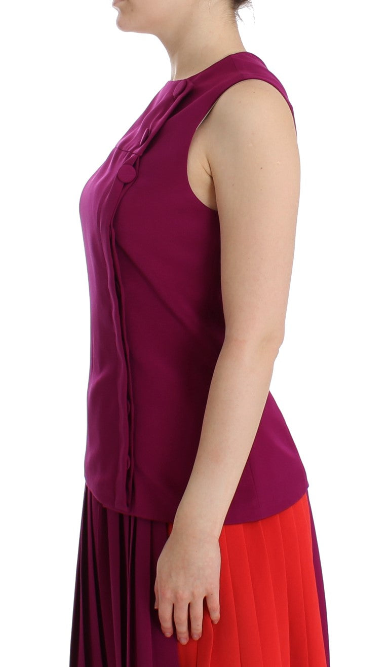  - Stunning Silk Sleeveless Purple Blouse