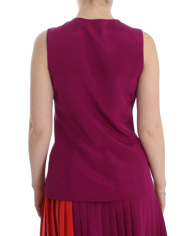  - Stunning Silk Sleeveless Purple Blouse