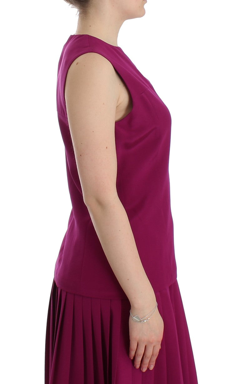  - Stunning Silk Sleeveless Purple Blouse