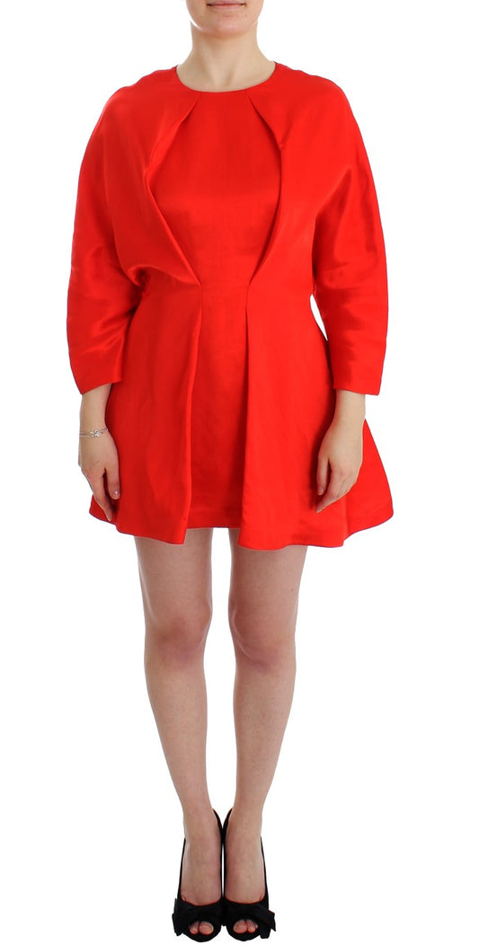  - Radiant Red Linen Blend Artisan Dress