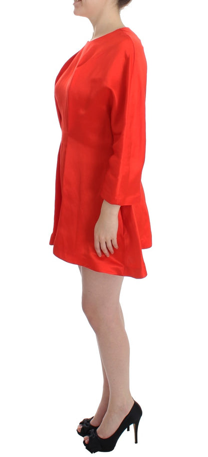  - Radiant Red Linen Blend Artisan Dress