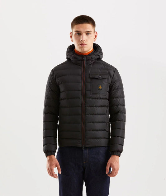  - Sleek Hooded Down Jacket with Pockets