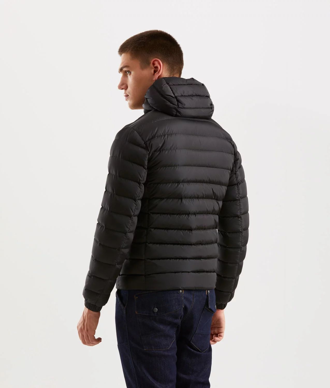  - Sleek Hooded Down Jacket with Pockets