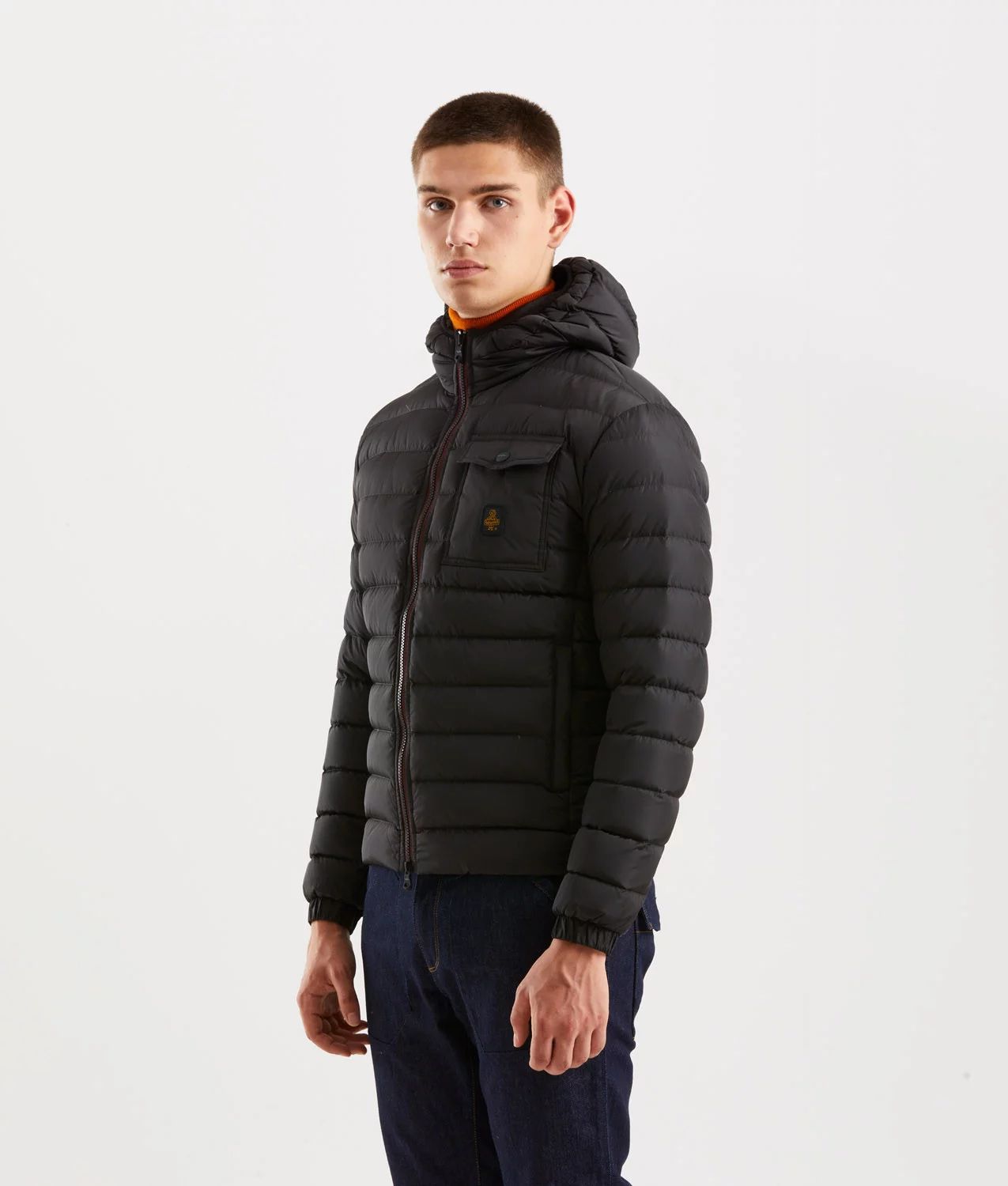  - Sleek Hooded Down Jacket with Pockets