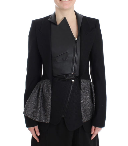  - Elegant Monochrome Zippered Blazer Jacket