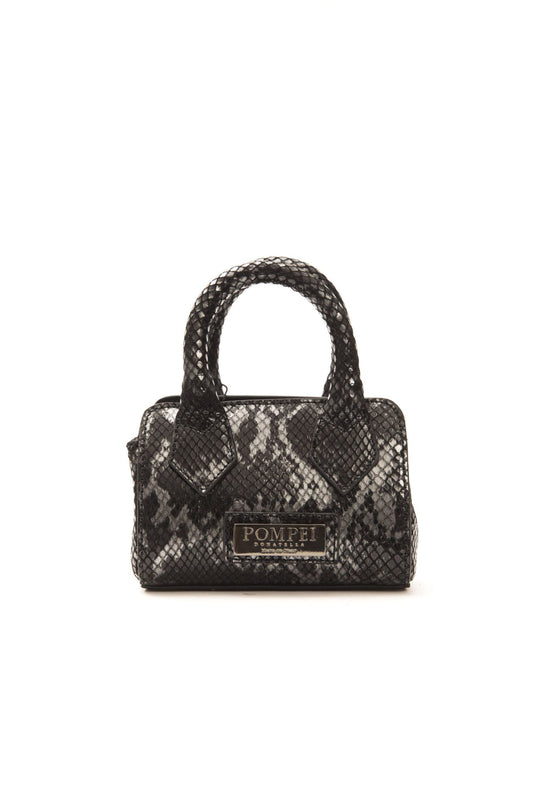  - Chic Leather Mini Tote with Python Print