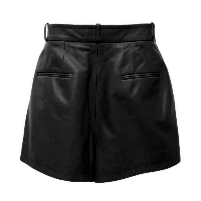 Black Lambskin Women Shorts - The Luxe Alliance