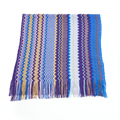  - Geometric Pattern Fringed Luxury Scarf