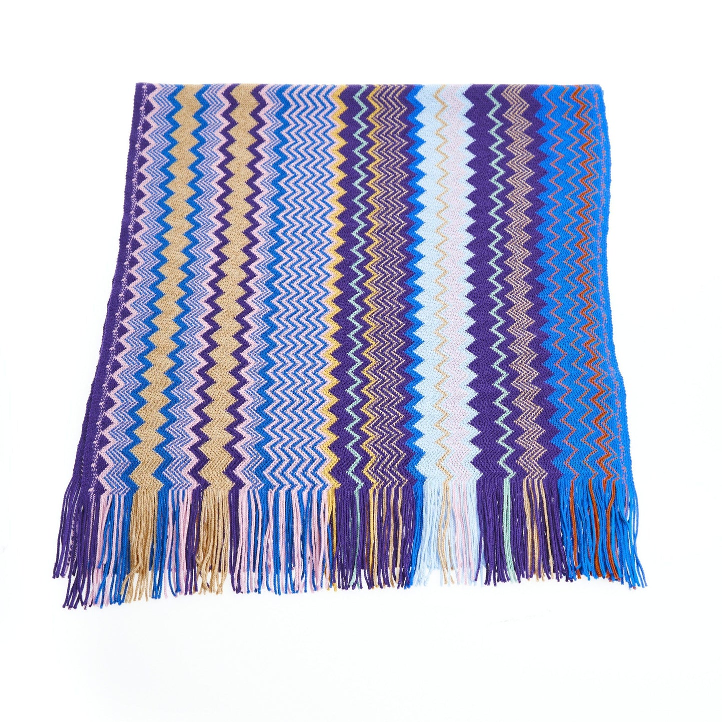  - Geometric Pattern Fringed Luxury Scarf