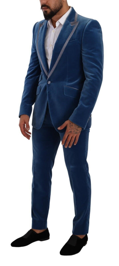  - Elegant Velvet Blue Slim Fit Suit