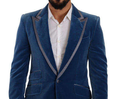  - Elegant Velvet Blue Slim Fit Suit