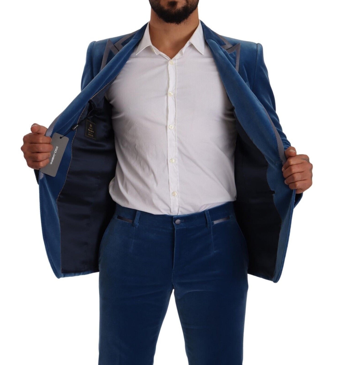  - Elegant Velvet Blue Slim Fit Suit