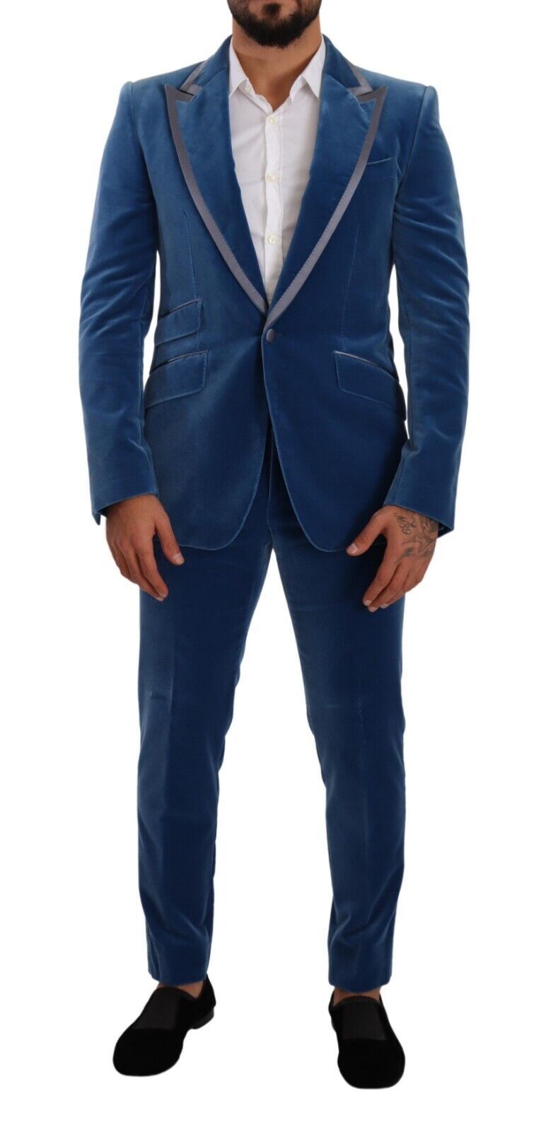  - Elegant Velvet Blue Slim Fit Suit