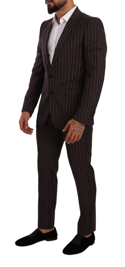  - Elegant Maroon Striped Slim Fit Suit