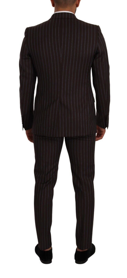  - Elegant Maroon Striped Slim Fit Suit