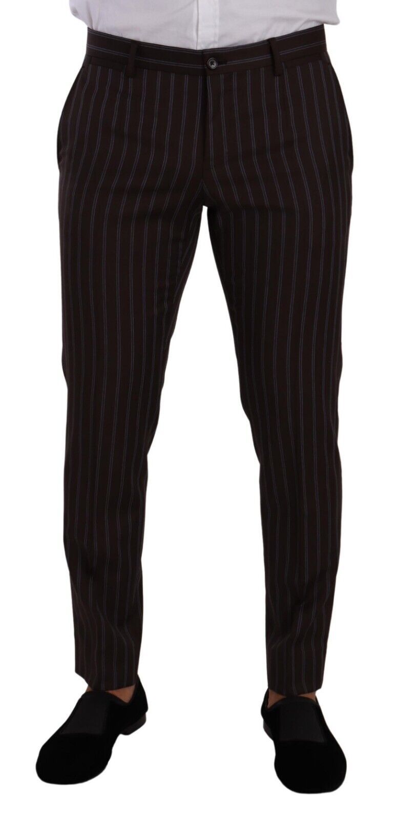  - Elegant Maroon Striped Slim Fit Suit