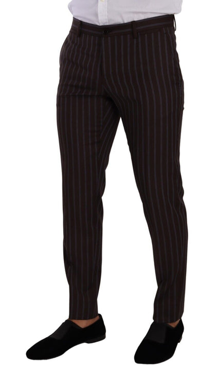  - Elegant Maroon Striped Slim Fit Suit