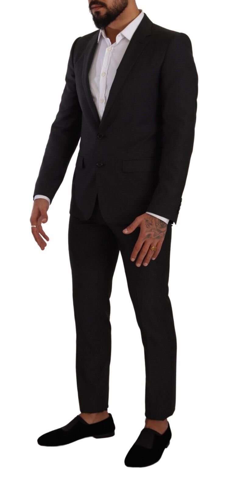  - Elegant Black Wool Martini Suit