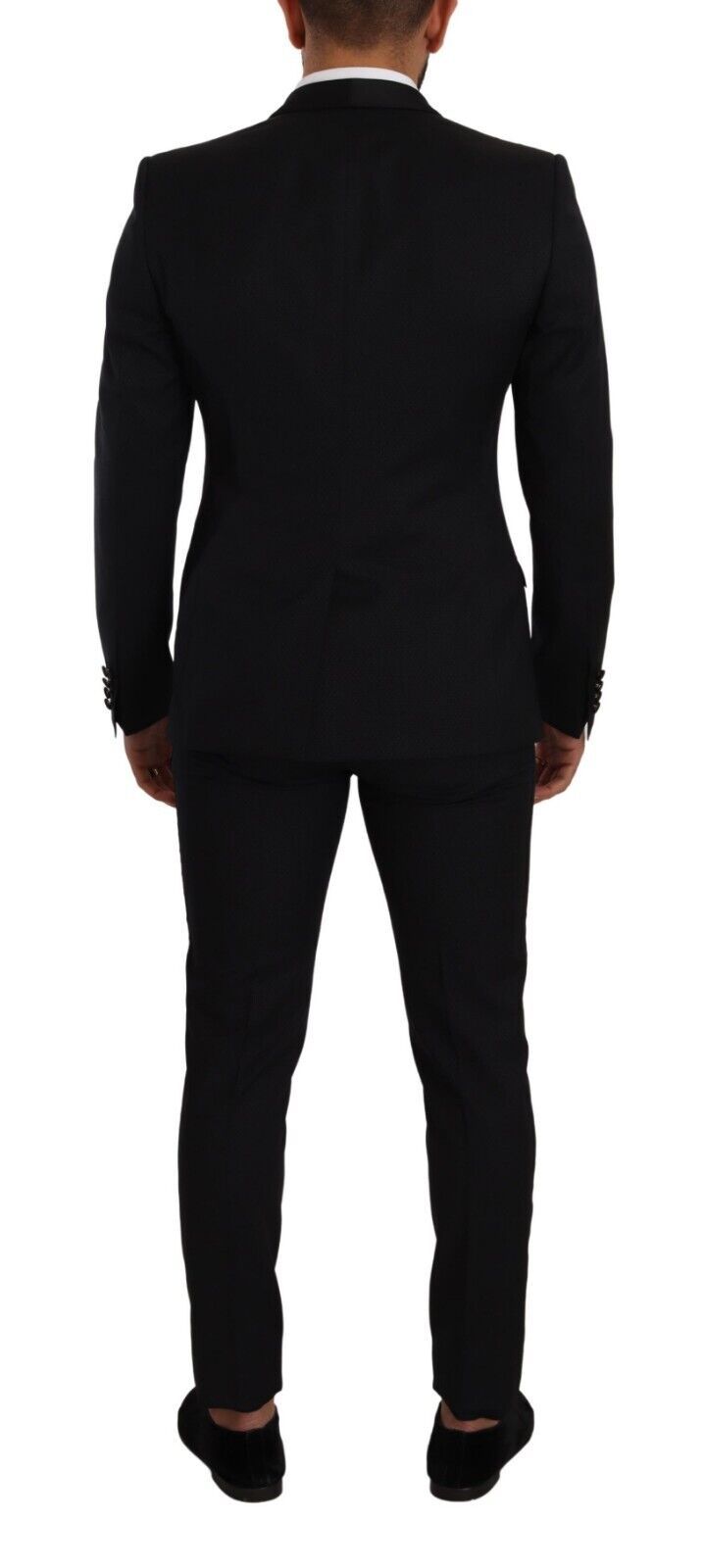 Dolce & Gabbana Black Patterned Wool-Silk Suit