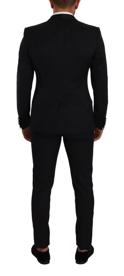 Dolce & Gabbana Black Patterned Wool-Silk Suit