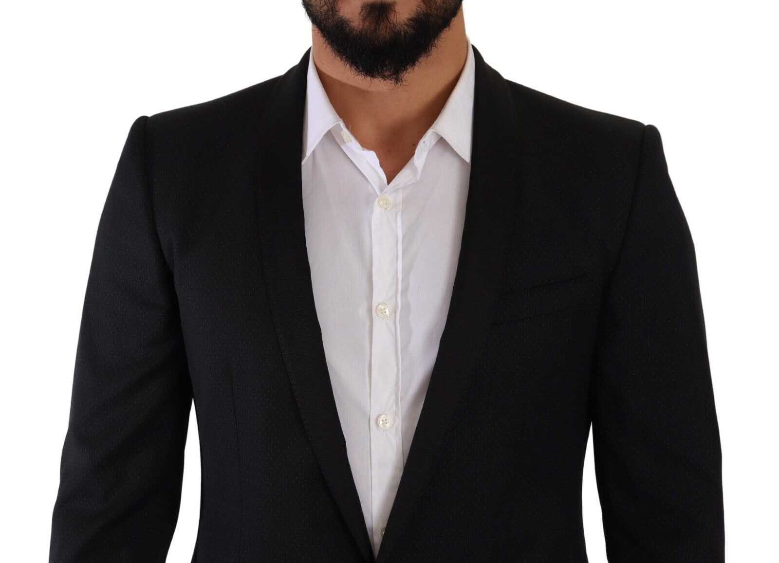 Dolce & Gabbana Black Patterned Wool-Silk Suit