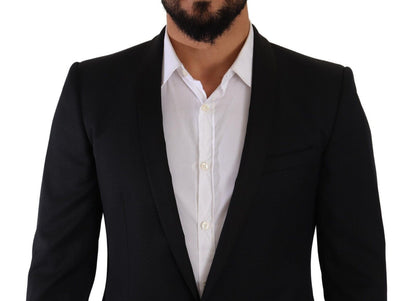 Dolce & Gabbana Black Patterned Wool-Silk Suit
