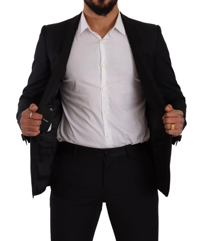 Dolce & Gabbana Black Patterned Wool-Silk Suit