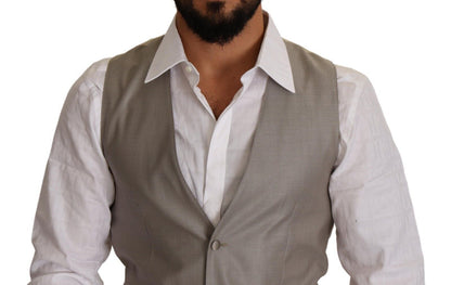  - Elegant Single Breasted Dress Vest in Beige