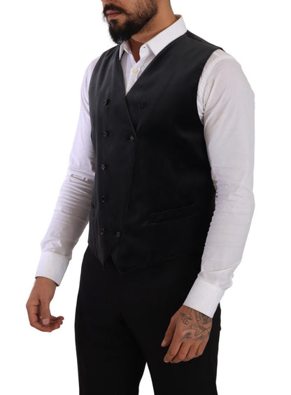  - Elegant Grey Double-Breasted Dress Vest